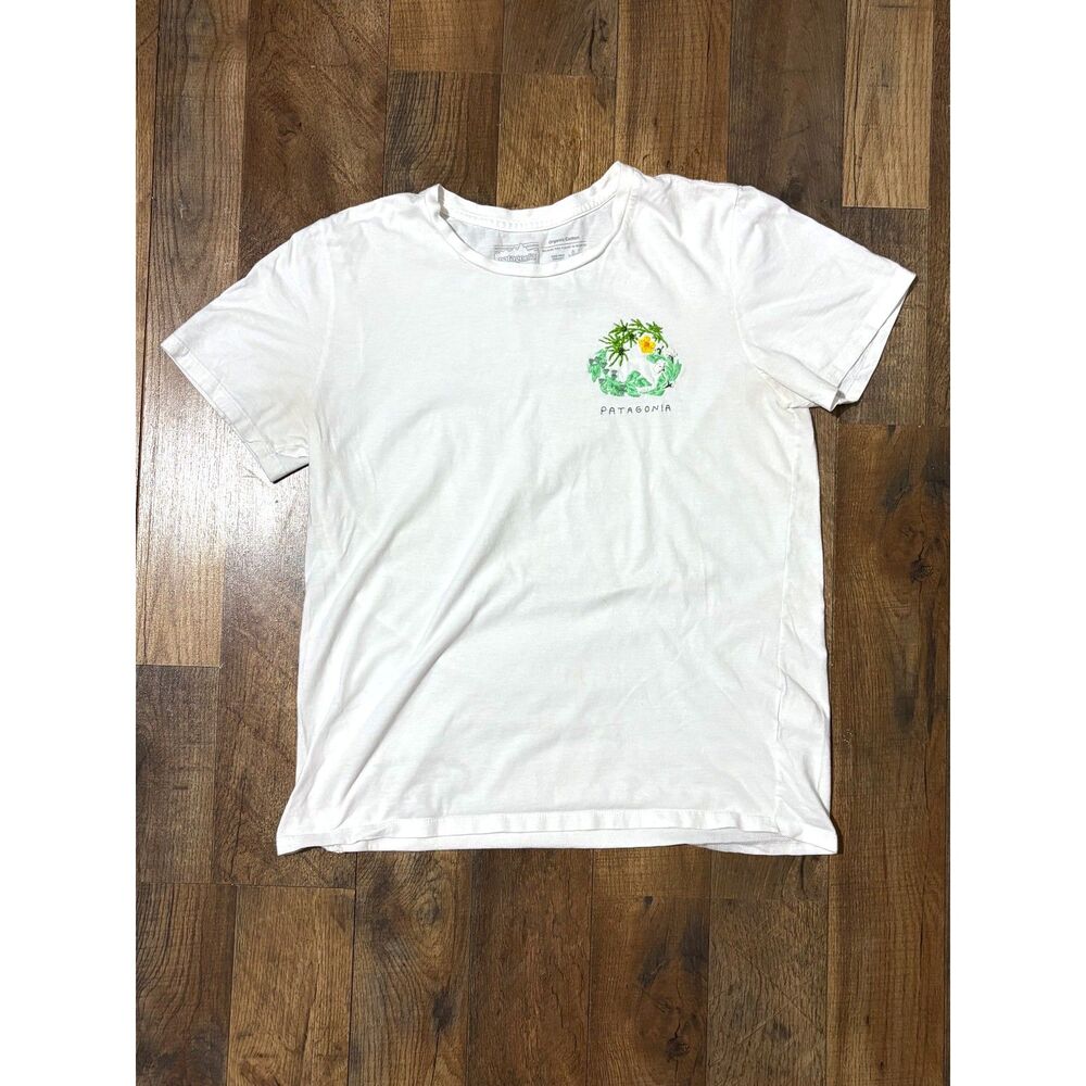 Patagonia White Organic Cotton Graphic T-Shirt Short Sleeve Floral Crest
